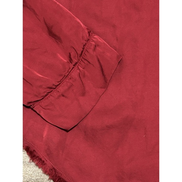 Nation LTD Cherry Red V-Neck Blouse | Frayed Hem | 100% Viscose Size S - Picture 5 of 9